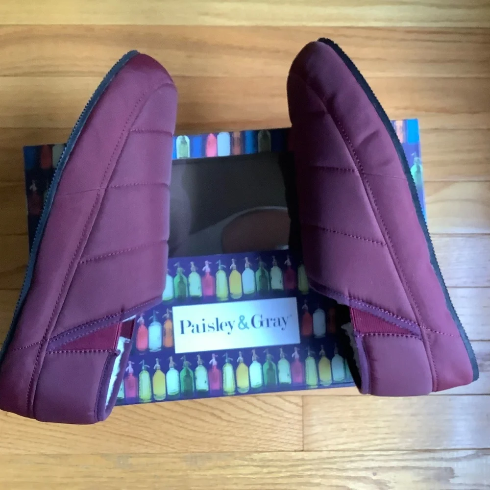 PAISLEY & GRAY Houser Quilted Faux Shearling Lined Slipper Maroon SZ L
